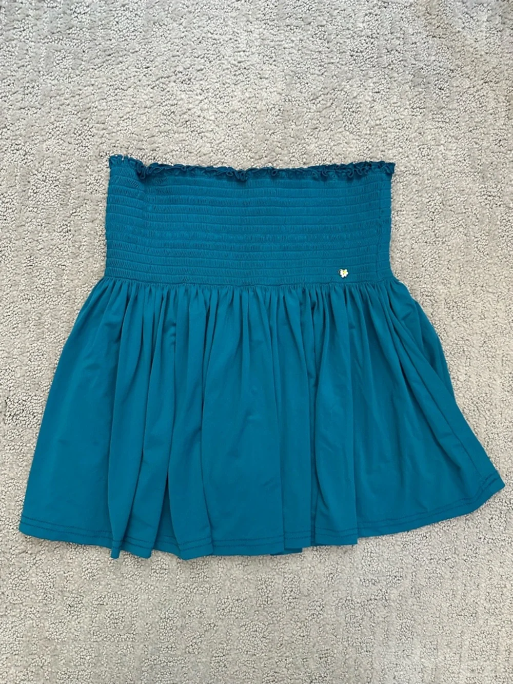 Natural Life Teal Smocked Skort Built-In Shorts Boho Mini S
